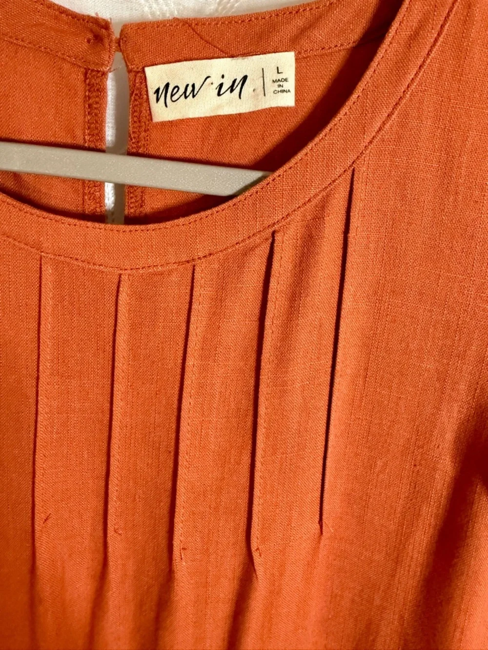 New In Rust Orange Tiered Dress| Ruffle Sleeve Mini Dress | Boho Casual | Size L - Picture 3 of 8